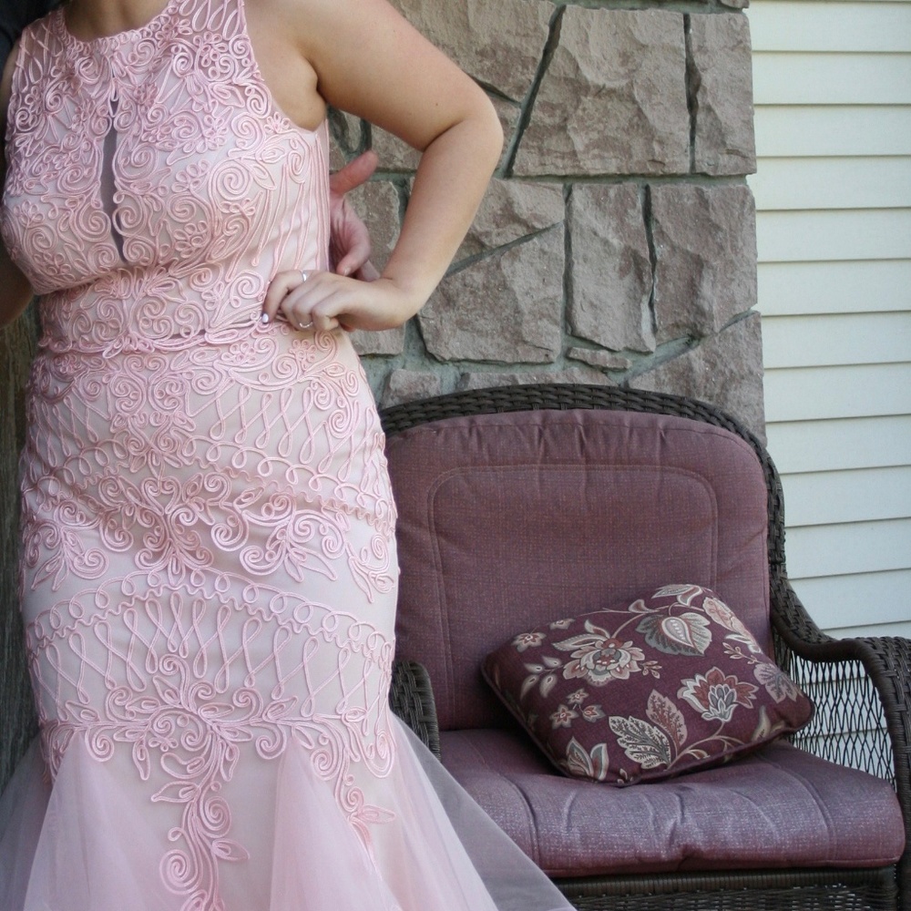 Pink Two Piece Prom Dress